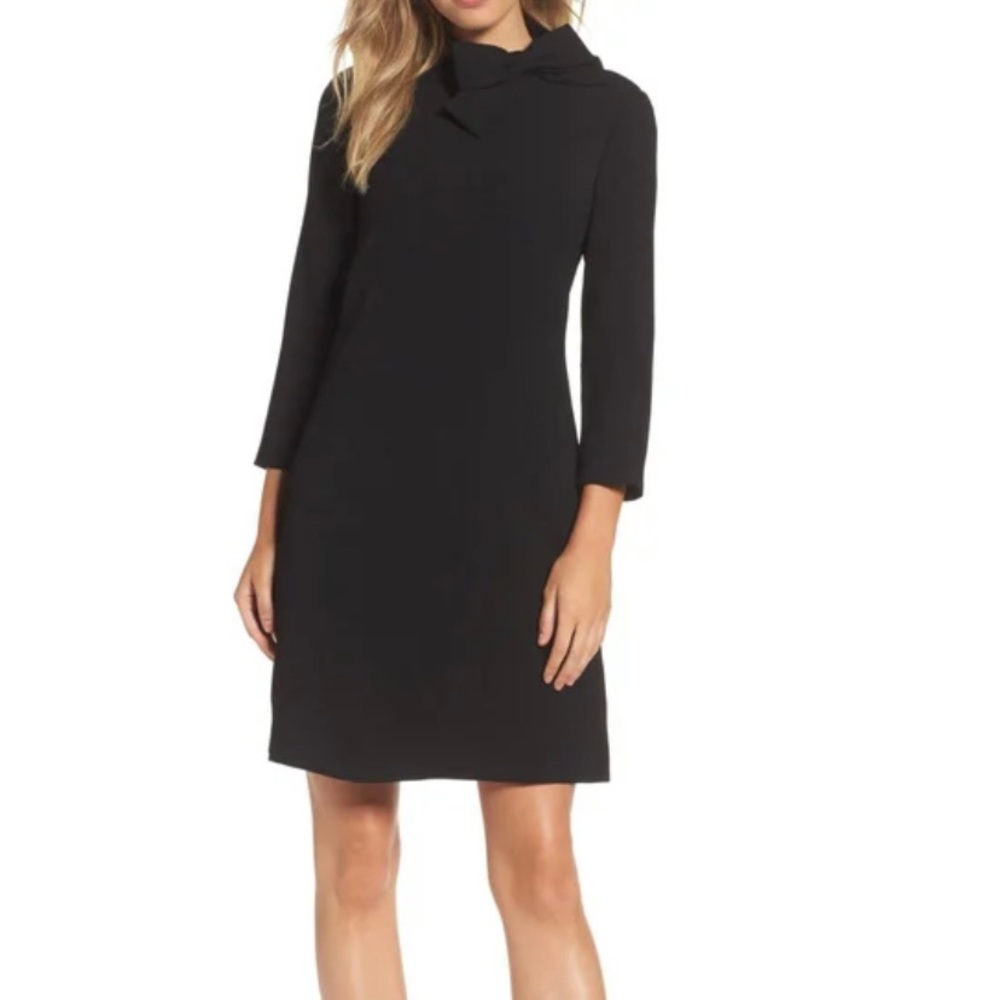 NWOT Eliza J Navy 14 Crepe Bow Neck Shift Dress